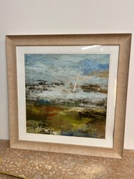 37'sq Abstract Framed Art Print In Oak Frame