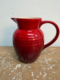 6' Le Creuset Cerise Stoneware Pitcher #1