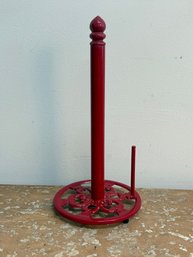 14' Red Cast Iron Free Standing Paper Towel Holder