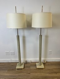 Modern French Art Deco Suede Leather Floor Lamps
