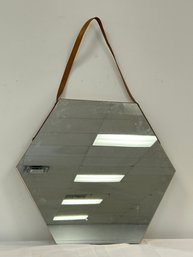 Leather And Wood Hexagon Mirror