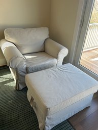 Tan Armchair And Ottoman