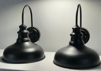 Pair Of Black Metal Farmhouse Wall Sconces