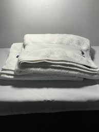 Pair Of Polo White Bath Towels
