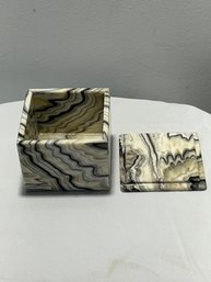 Hand Carved Tiger Agate Square Box