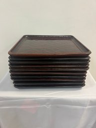 Set Of 10 Brown Square Trays