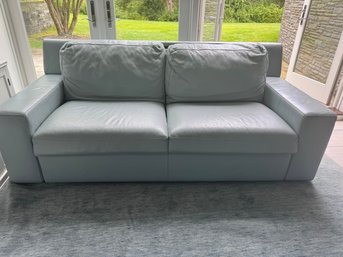 Room And Board Blue Leather Sleeper Sofa