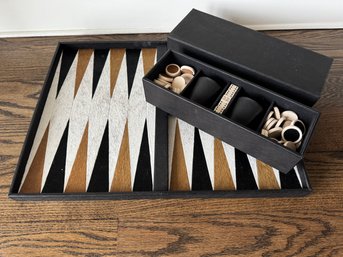 RARE Gilles Caffier Leather And Hides Backgammon Set