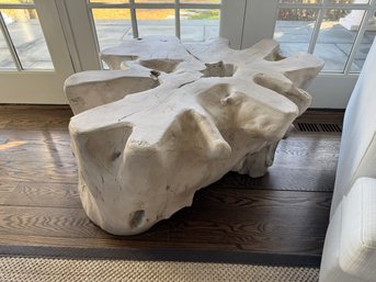 Restoration Hardware Faux Teak Bleached Side Table