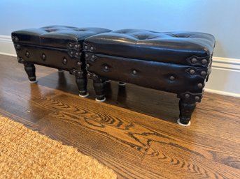 Pair Of Leather Storage Ottomans