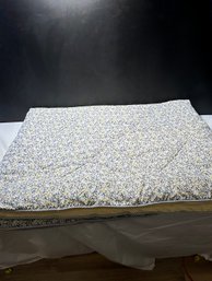 Twin Size Floral Yellow And Blue Reversible Comforter