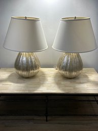Pair Of Glass Silver Lamps