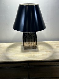 Vintage Black And Silver Table Lamp With Umbrella Shade