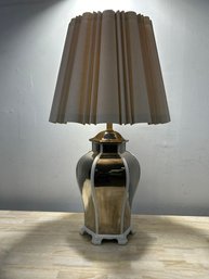 Vintage Silver And White Table Lamp