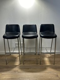Black And Chrome Modern Barstools