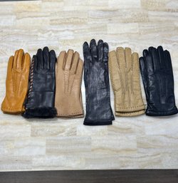 Lot Of 5 High End Womans Size 7 Leather Gloves