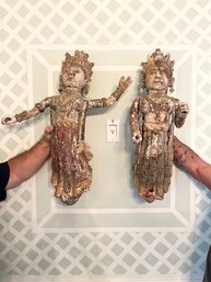 Antique Wood Asian Mounted Wall Carvings