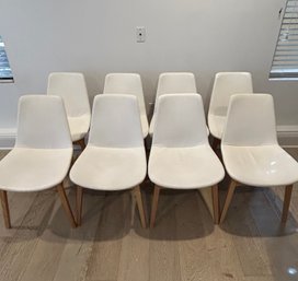 8 Soho Concept White Leather Dining Chairs