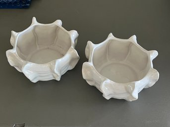 Pair Of Ceramic White Planters