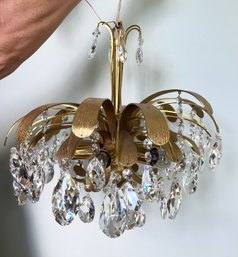 1970 Germany Palwa Chandelier Swarovski Crystal And Gilt Brass By Christoph Palme