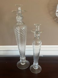 Set Of 2 Glass Candle Holders
