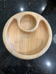 Crate & Barrel Wood Chip And Dip Bowl