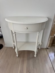White Painted Demi Lune Table With Drawer