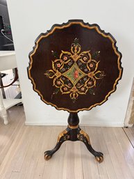 Antique Hand Painted Tilt Top Pedestal Table