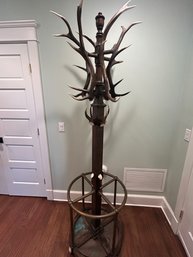 Antler Coat Rack And Copper Umbrella Stand