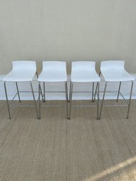 4 White Poliform Counter Stools With Chrome Legs (1of2)
