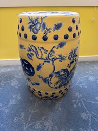 18'ht Blue And Yellow Garden Stool