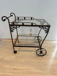 Outdoor Iron And Glass Rolling Cart