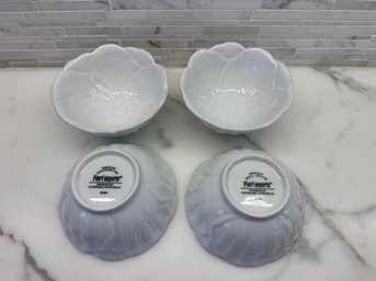 Set Of 4 Pier 1 Imports White Flower Shaped Berry Bowls