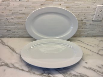 Pair Of White Pier 1 Platters