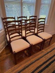 6 Vintage Upholstered Ladderback Chairs