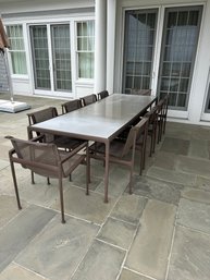 Large Richard Schultz Dining Table And 10 Leather Trimmed Chairs