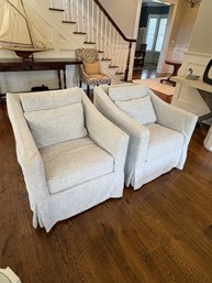 Pair Of Rumrunner Cisco Light Gray Swivel Chairs #1