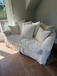 Rumrunner Ivory Sofa With Ivory And Gray Throw Pillows