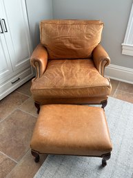 Old Hickory Tannery Leather Club Chair With Ottoman