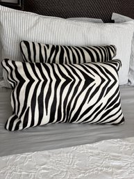 Williams Sonoma Cowhide Zebra Print Throw Pillows