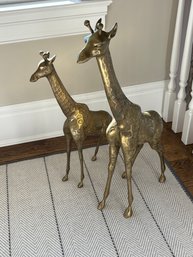 Set Of 2 Brass Giraffes