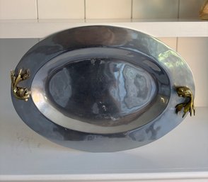 Pewter Platter With Brass Goldfish