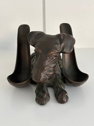 Vintage Ronson Bronze Double Pipe Holder With Scottie Dog