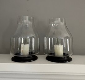 Pair Of Pottery Barn Hurricane Candleholders