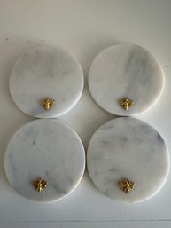 4 Marble Coasters With Gold Bees