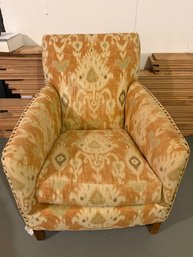 Brown And Tan Riveted Club Chair