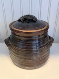 Glazed Crock With Fish Top