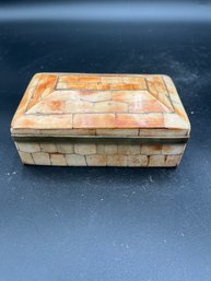 Camel Bone Moroccan Trinket Box With Brass Inlay