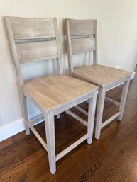 Pair Of Gray Wood Counter Stools