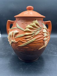10' Vintage Roseville 1940s Freesia Cookie Jar With Lid